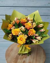 Букет цветов из:  Альстромерии и Розы в Бугры Ленинградская область