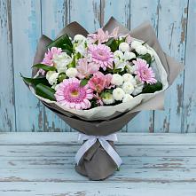 Букет цветов из:  Герберы, Альстромерии и Хризантемы в Бугры Ленинградская область