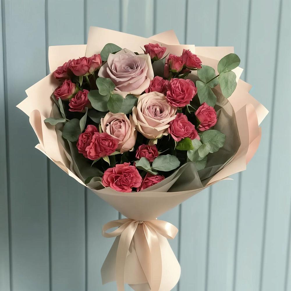 Букет цветов из: Гвоздики и Розы в Бугры Ленинградская область