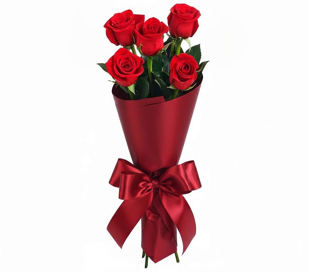 Букет 5 Красных роз Эдлесс Лав в Бугры Ленинградская область