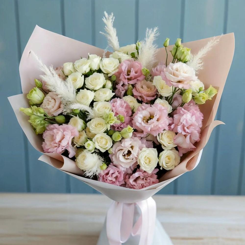 Букет цветов из: Альстромерии и Розы в Бугры Ленинградская область