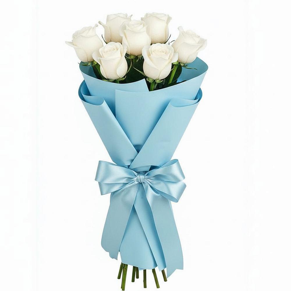 Букет 7 белых роз Проуд в Бугры Ленинградская область