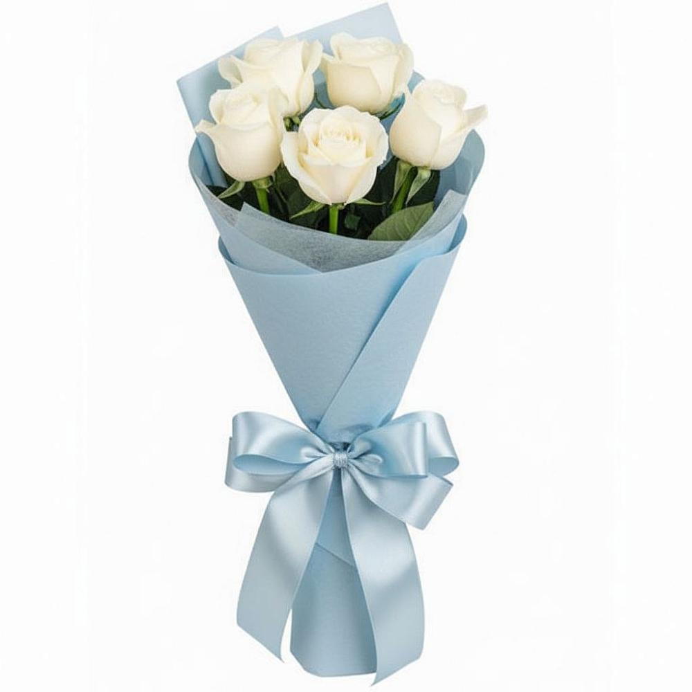 Букет 5 Белых роз Проуд в Бугры Ленинградская область
