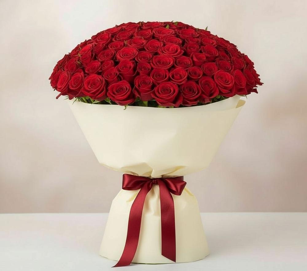 Букет 101 Красная роза Милано в Бугры Ленинградская область