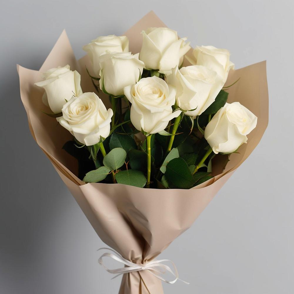 Букет 9 Белых роз Эдлесс Лав в Бугры Ленинградская область