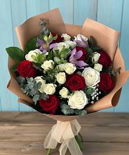 Букет цветов из:  Розы и Альстромерии в Бугры Ленинградская область