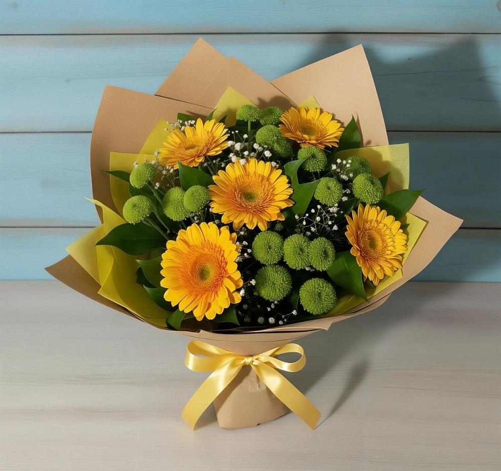Букет цветов из: Герберы и Хризантемы в Бугры Ленинградская область