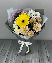Букет цветов из:  Розы, Герберы и Хризантемы #REPLACE_PRED# Бугры Ленинградская область