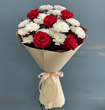 Букет цветов из:  Розы и Хризантемы в Бугры Ленинградская область