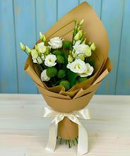 Букет цветов из:  Хризантемы и Лизиантусы в Бугры Ленинградская область