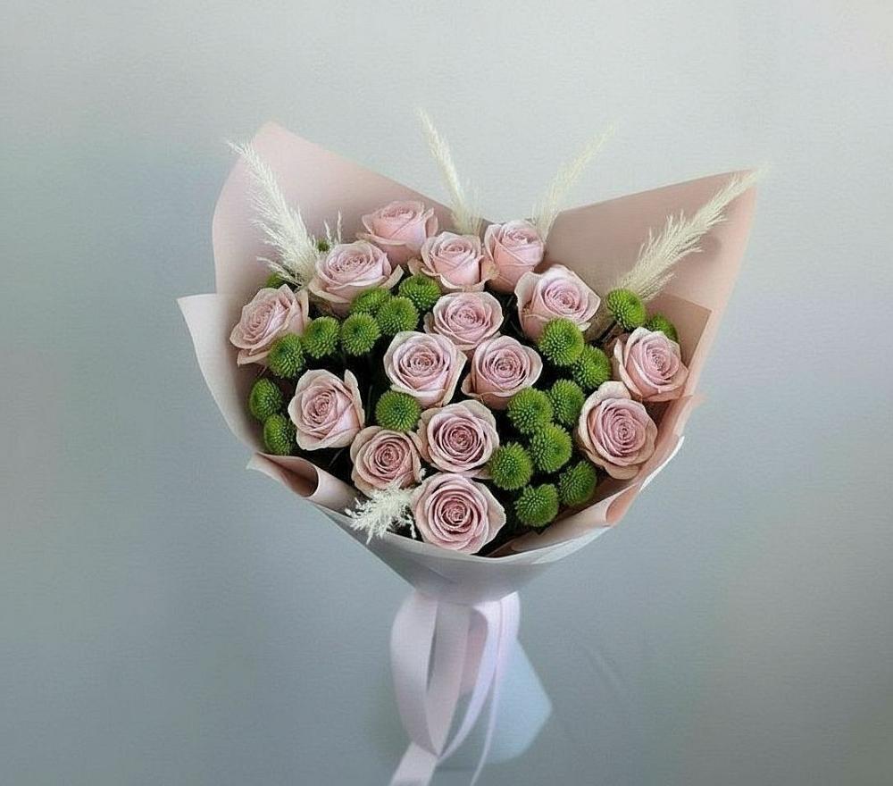 Букет цветов из: Розы и Хризантемы в Бугры Ленинградская область