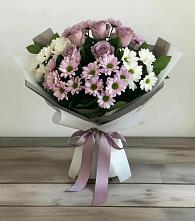 Букет цветов из:  Хризантемы и Розы в Бугры Ленинградская область