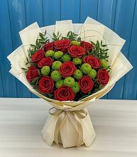 Букет цветов из:  Розы и Хризантемы в Бугры Ленинградская область